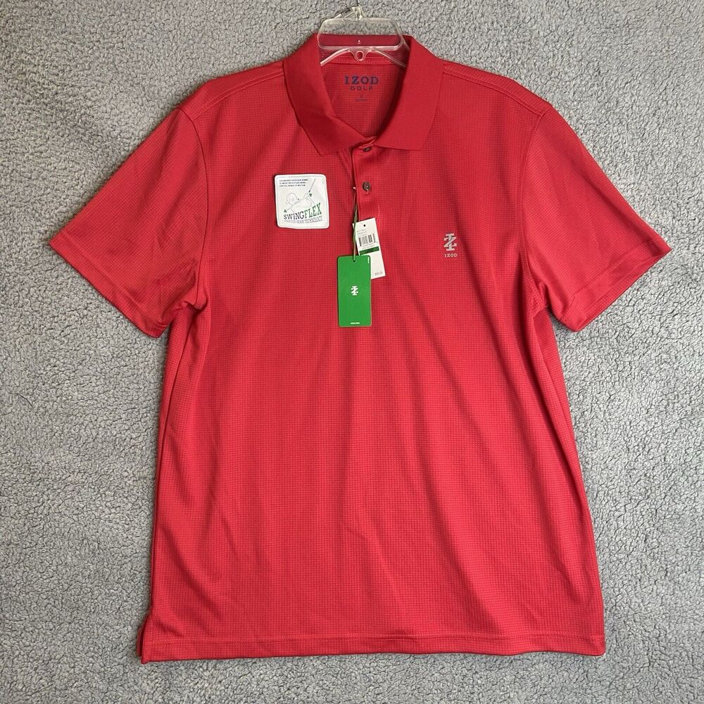 IZOD Golf Men's Red Polo Shirt Large Swingflex Stretch Cool FX